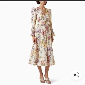 Zimmerman Luminosity Midi Dress in Linen New With Tags US 10